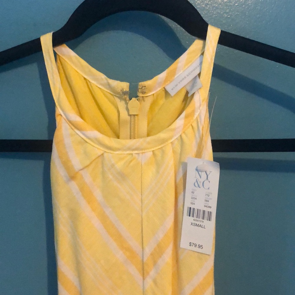 Belted Yellow and white stripe Linen summer dress